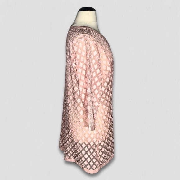 Dennis Basso Pink Organza Mesh Kimono Coat 24W - Picture 3 of 12